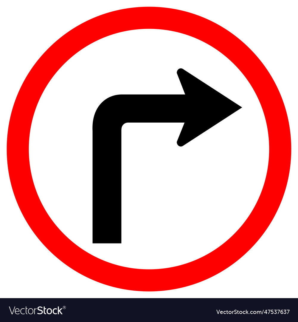 Turn right traffic road sign isolate on white