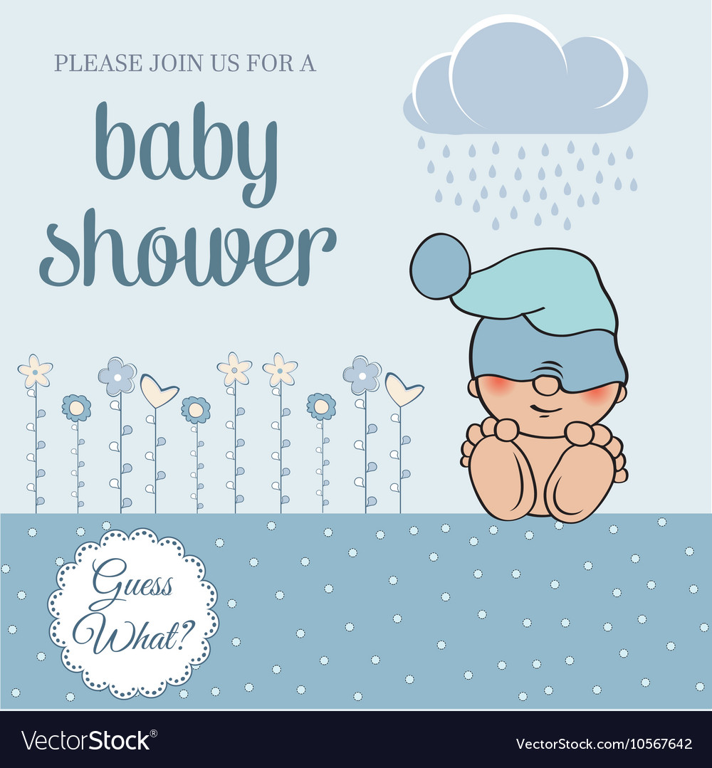 Baby boy shower card with funny little