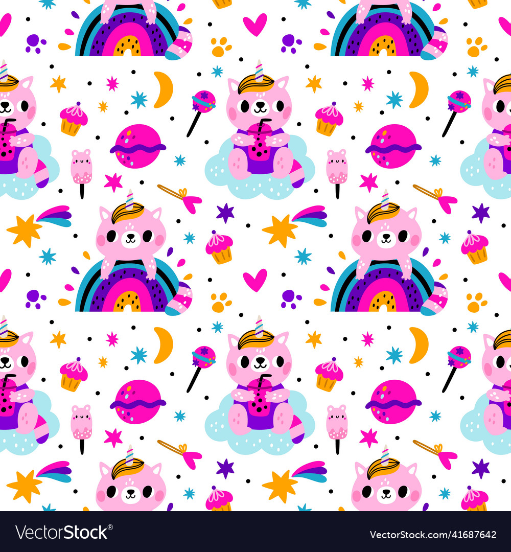 Funny unicorn cats pattern cute pink kitties