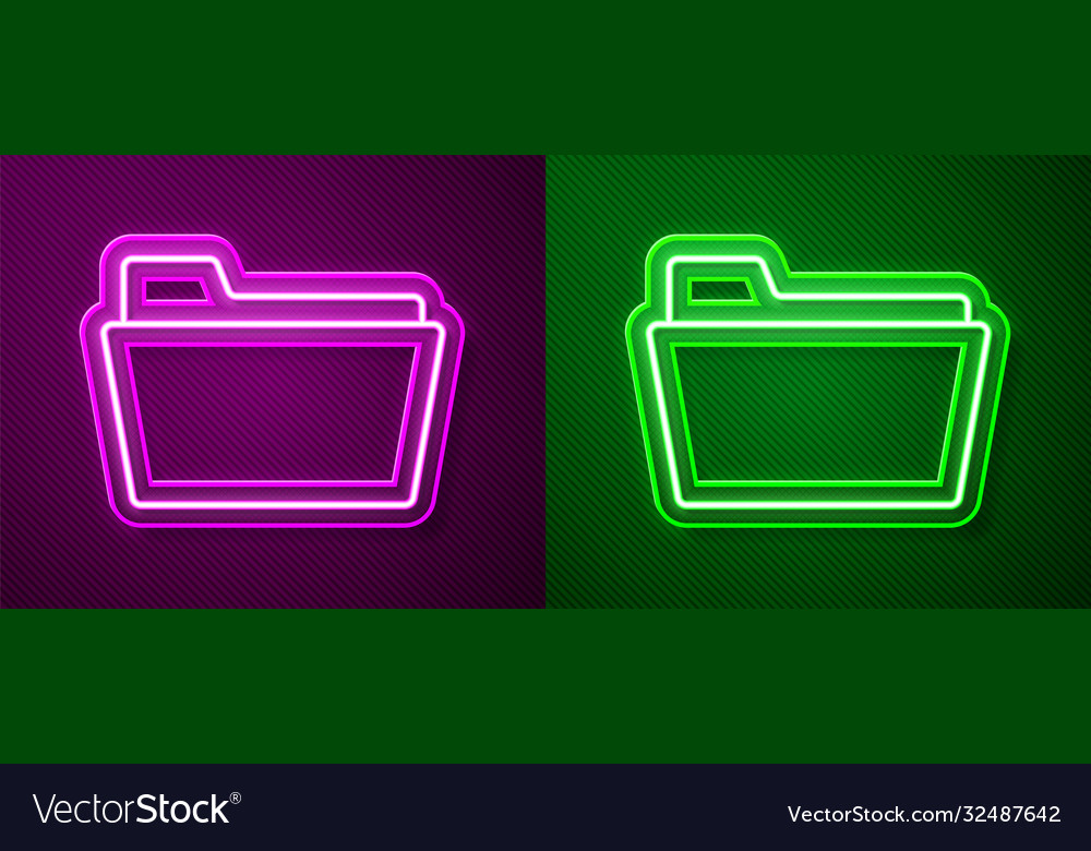 Glowing neon line Dokumentordner-Symbol isoliert