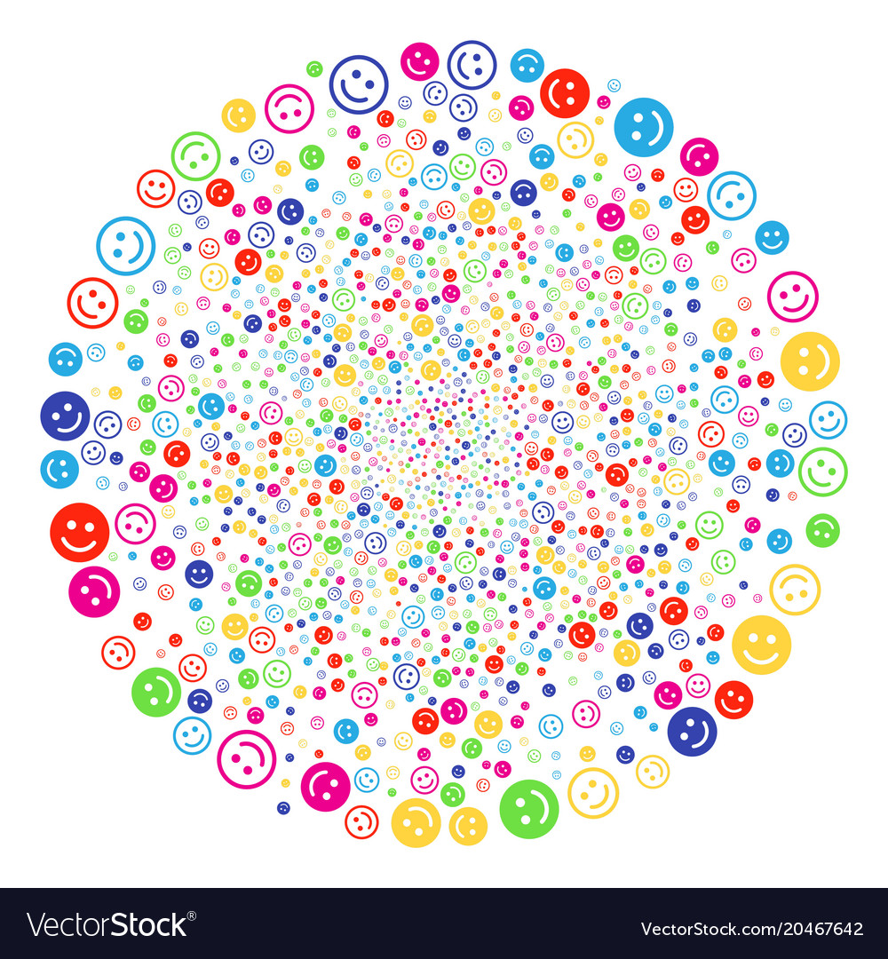 Happy smile exploding spheric cluster