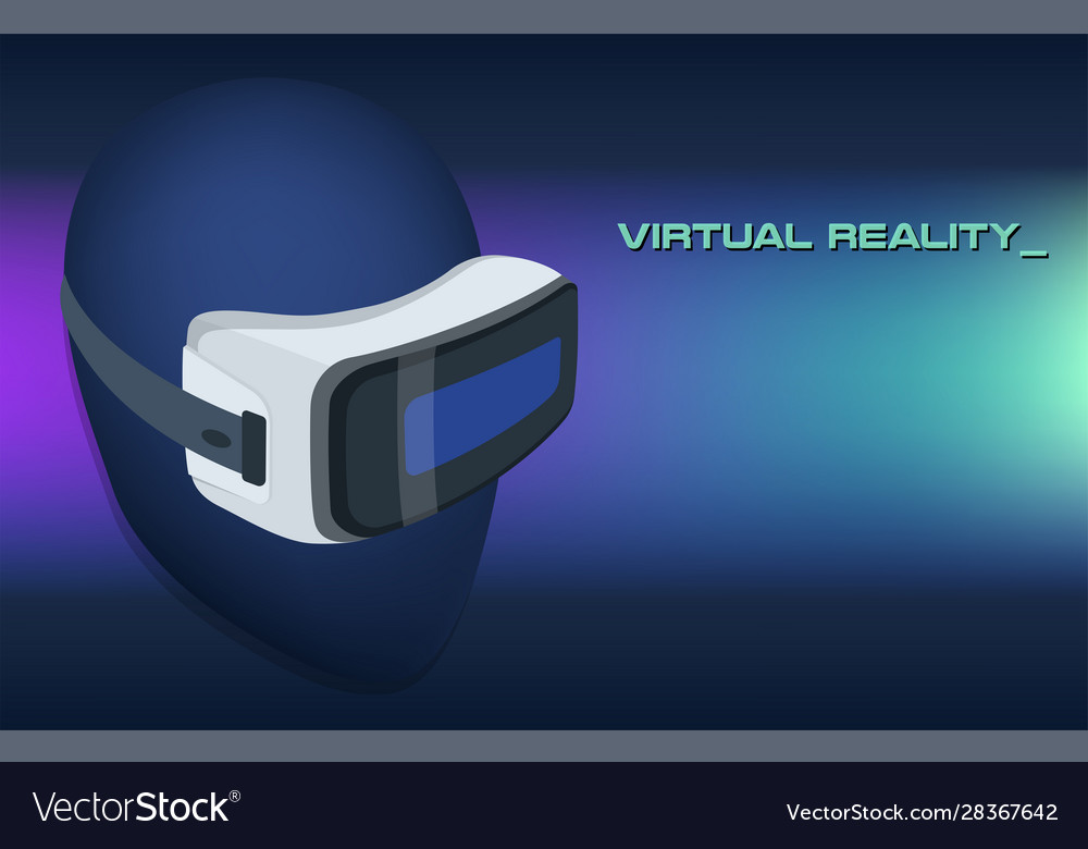 Realistic vr glasses poster on vibrant gradient