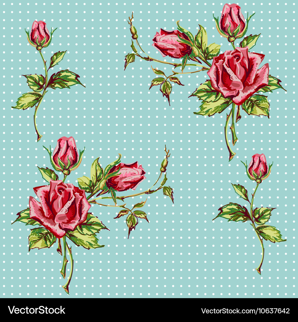 Rose pattern on blue Royalty Free Vector Image