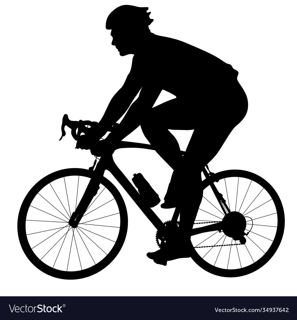 Silhouette a sports cyclist on white