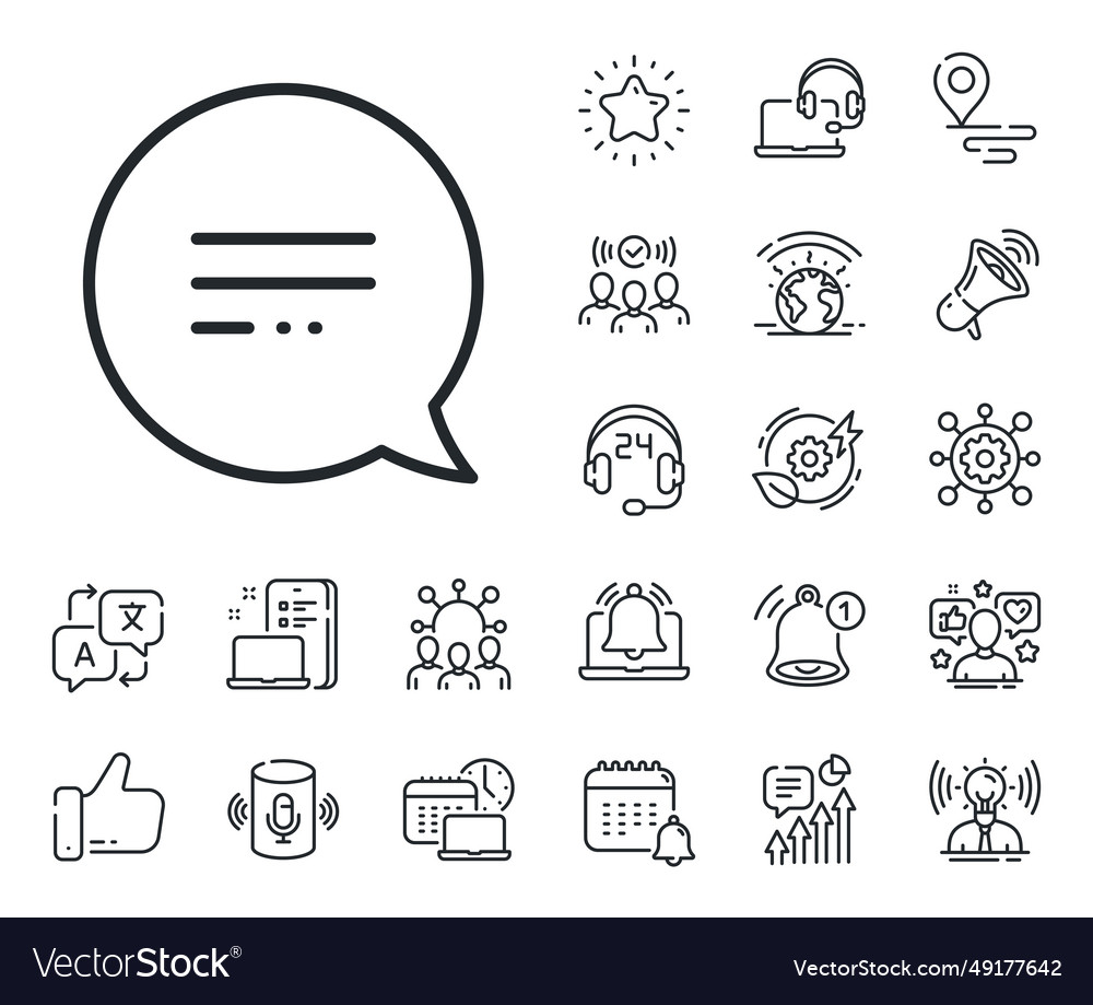 Text message line icon chat comment sign speech vector image Text message line icon chat comment sign speech