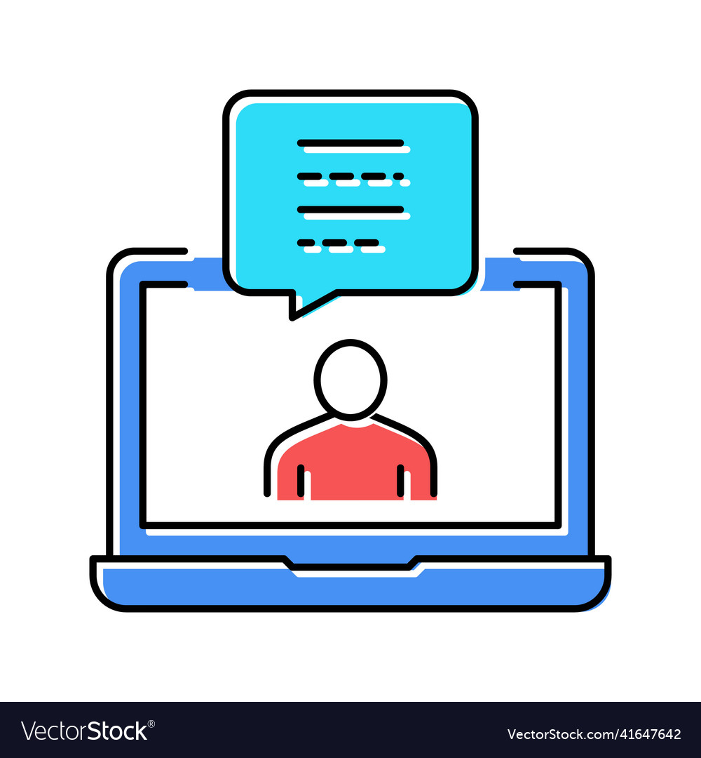 Video call laptop app color icon Royalty Free Vector Image