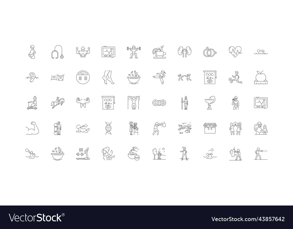 Wellness concept linear icons line