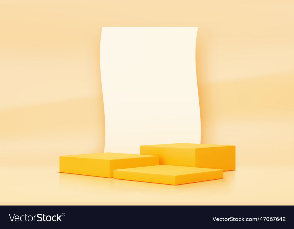 Yellow podium 3d realistic platform or pedestal