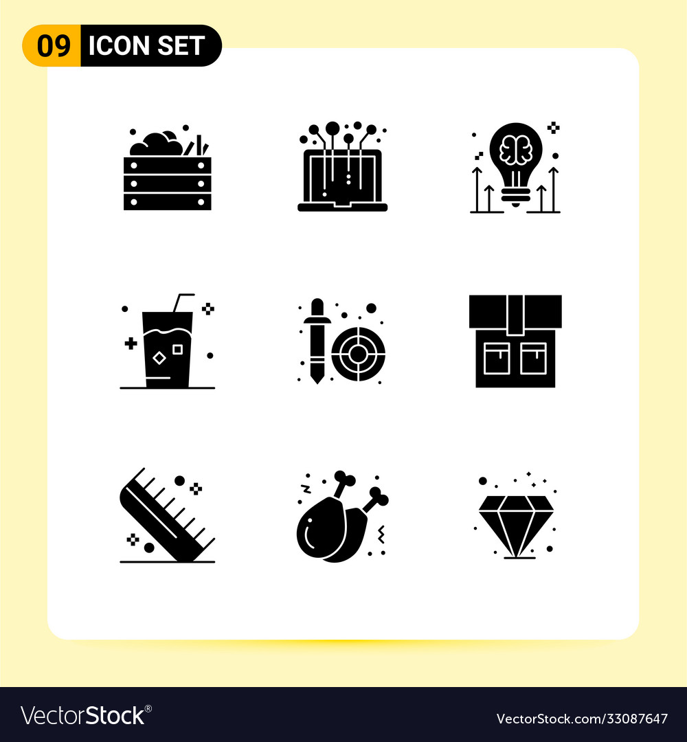 9 universelle feste Glyph Zeichen Symbole Saft