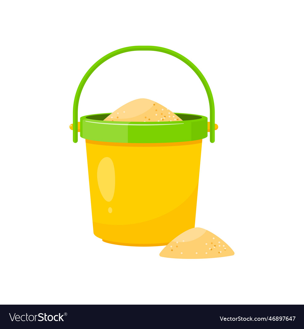 Bucket with sand isolated on white Royalty Free Vector Image