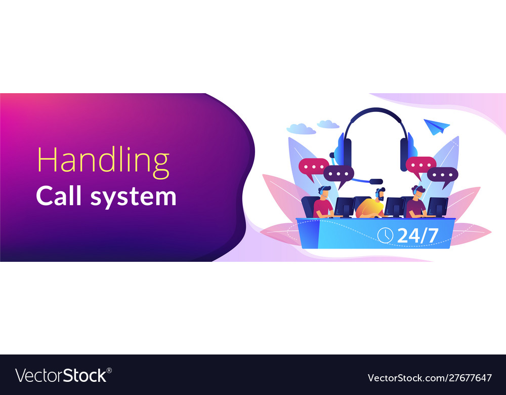 Call center concept banner header Royalty Free Vector Image