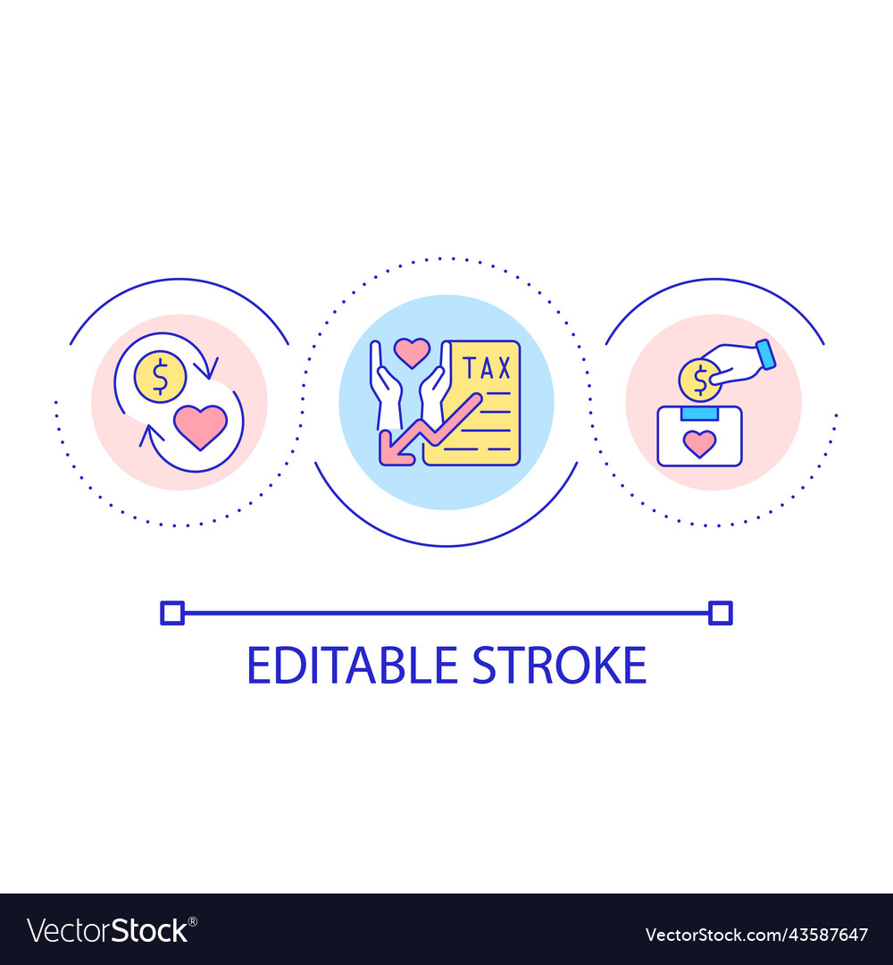 Charitable money contribution loop concept icon