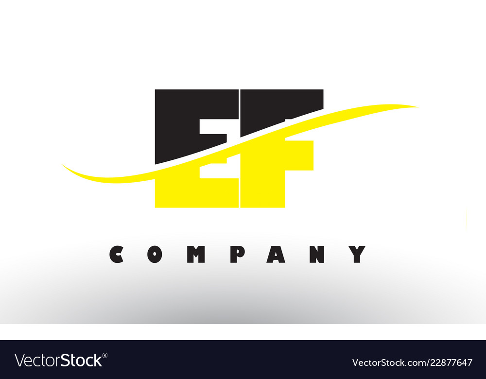 Ef e f black and yellow letter logo with swoosh