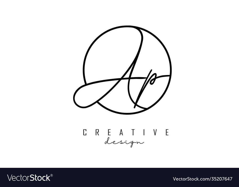 Handwriting letters ap a p logo design