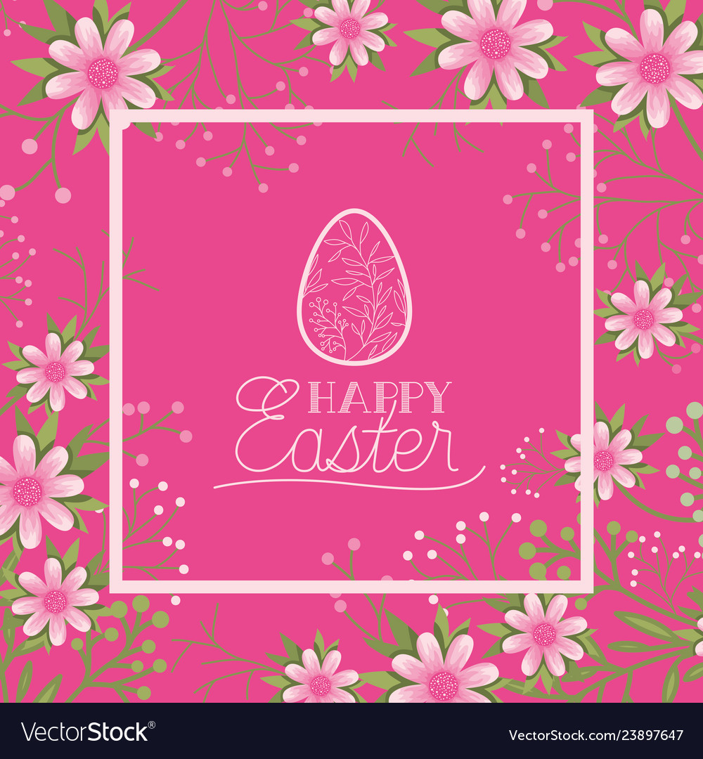 Happy easter egg frame with handmade font Vector Image