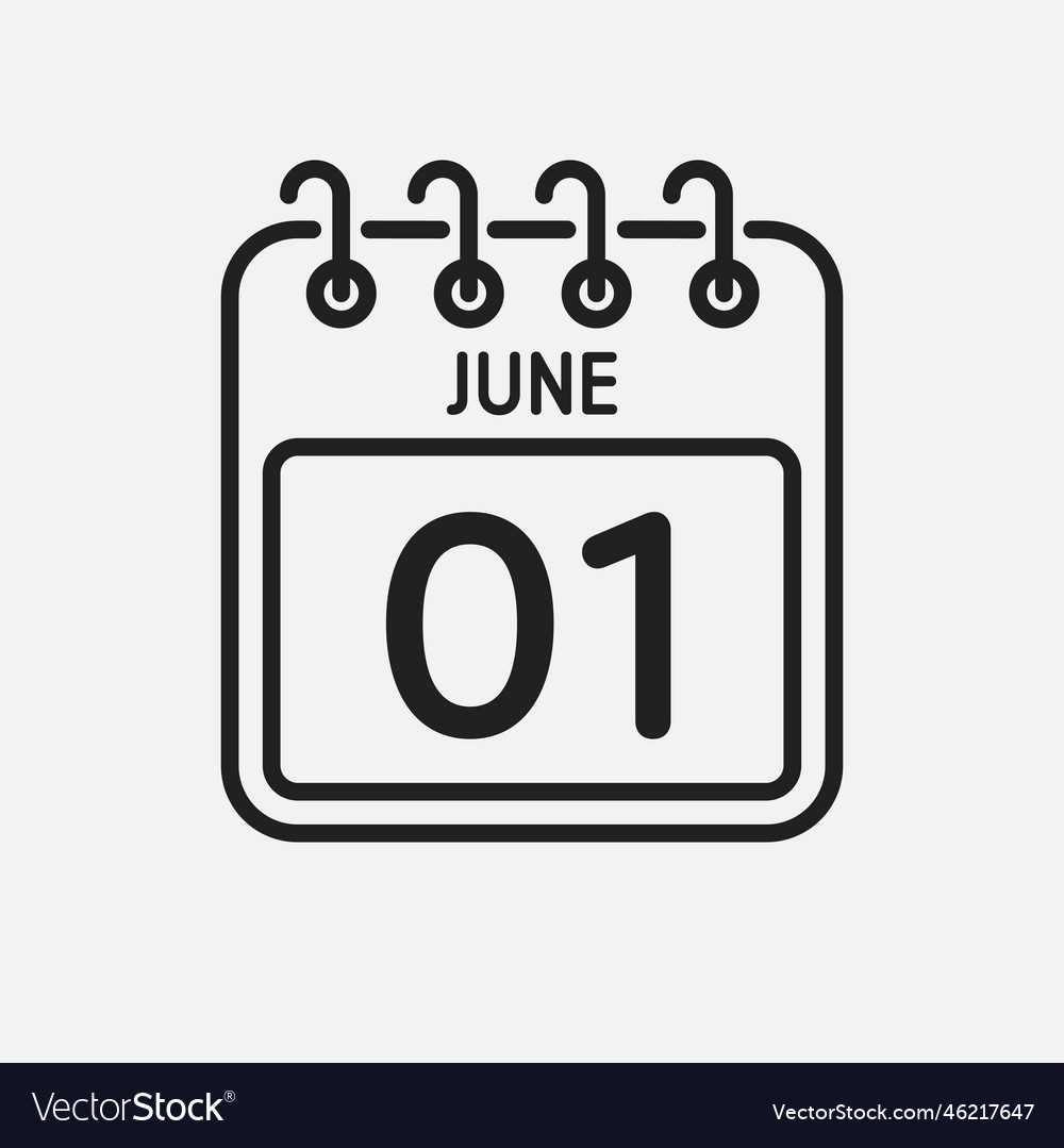 Icon Page Calendar Day - 1 June Royalty Free Vector Image