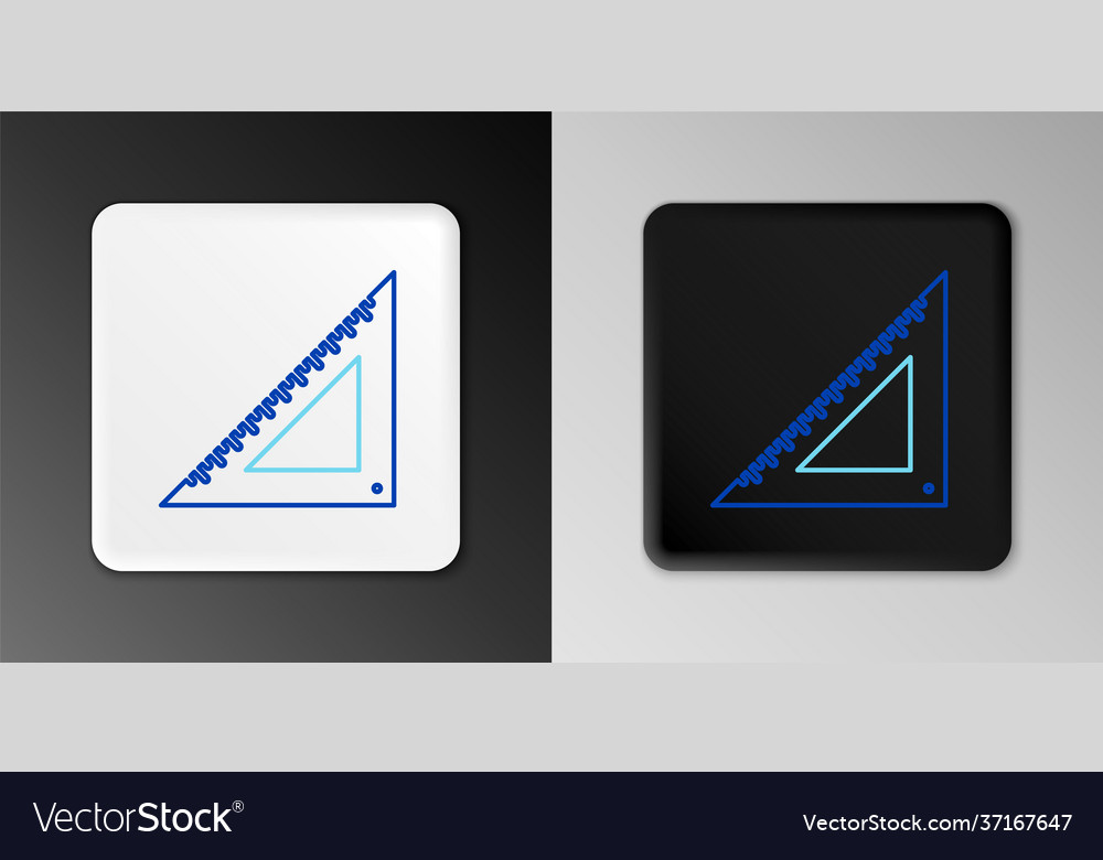 Line triangular ruler icon isolated on grey