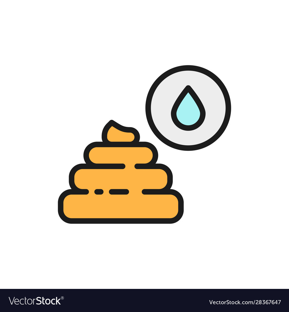 Liquid feces indigestion flat color line icon