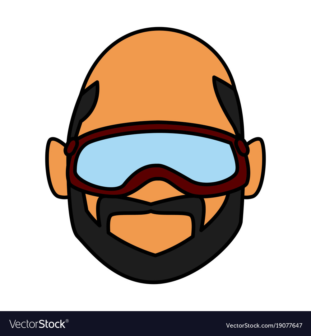 Man with winter googles face