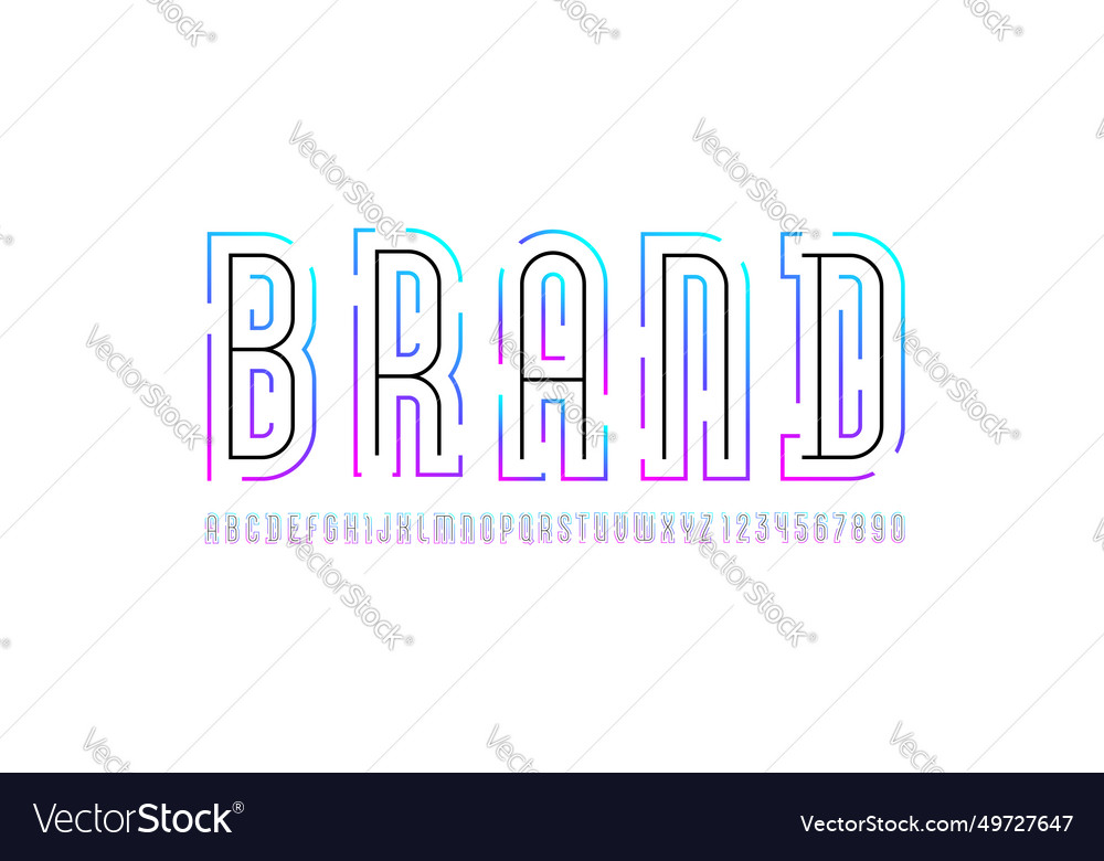 Maze font gap thin line alphabet with labyrinth vector image Maze font gap thin line alphabet with labyrinth