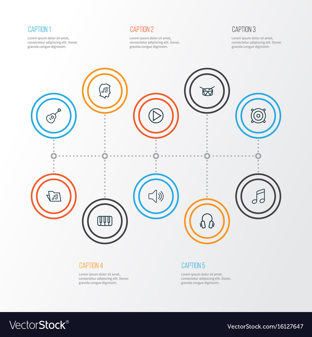 Multimedia outline icons set collection of orator