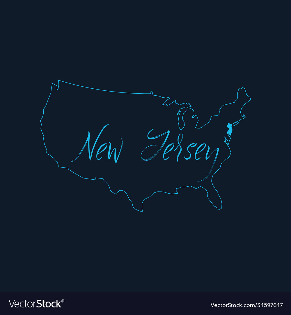 New jersey state highlighted on united states