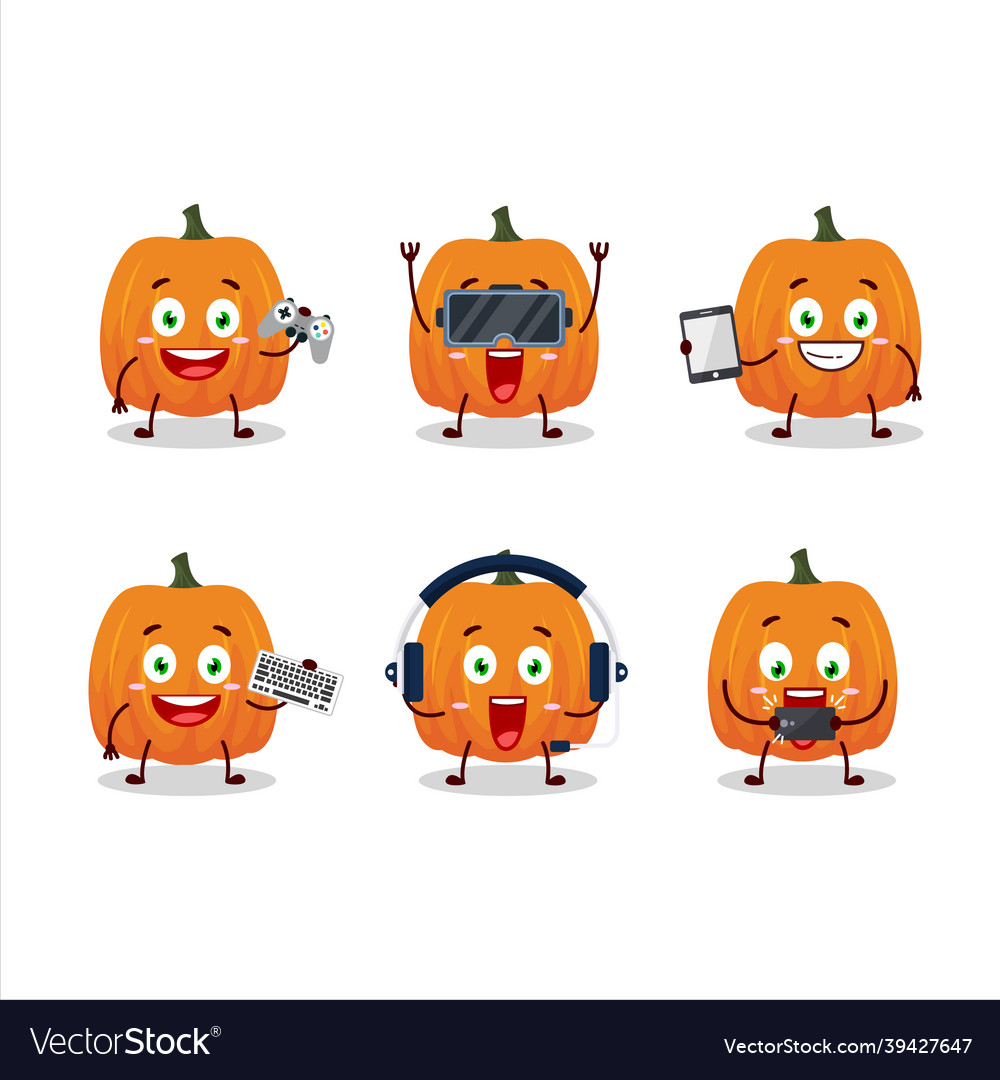 New pumpkin cartoon character are playing games