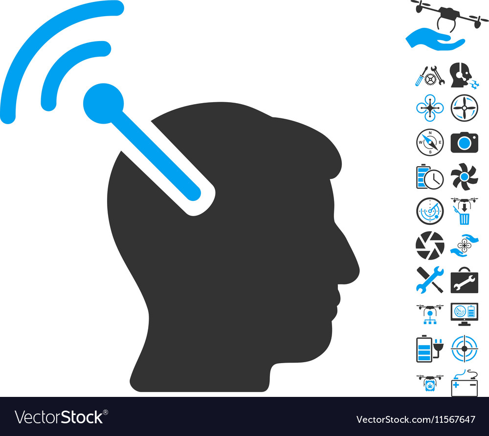 Radio neural interface icon with copter tools