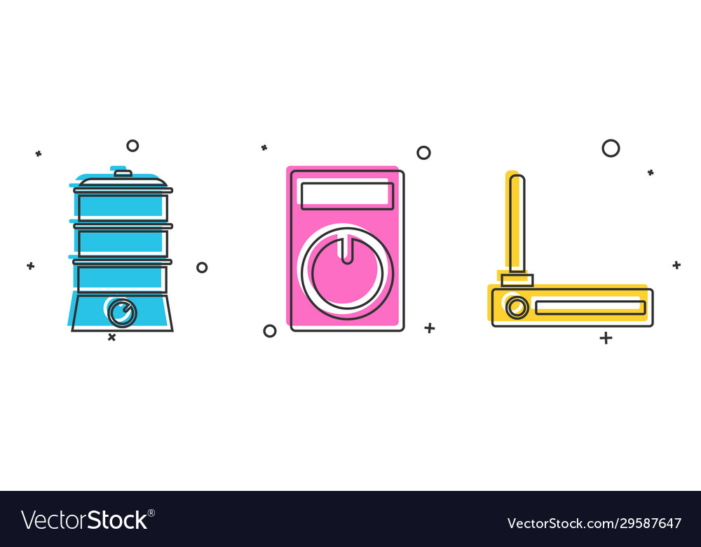 Set double boiler remote control and router vector image Set double boiler remote control and router