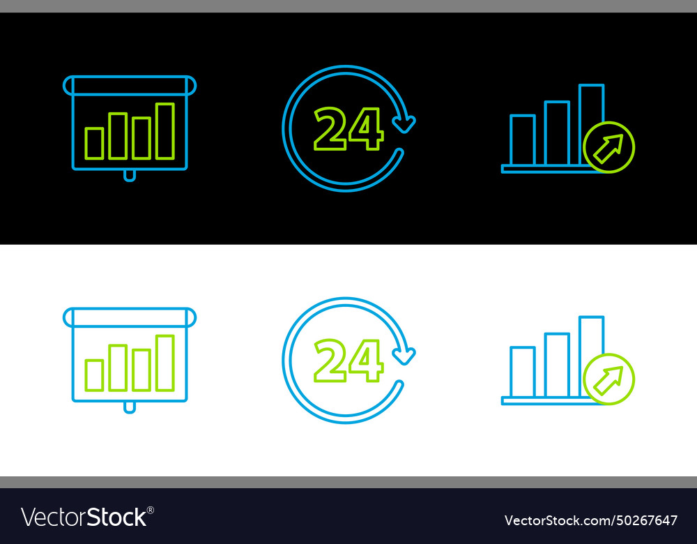 Set line presentation financial with graph vector image Set line presentation financial with graph