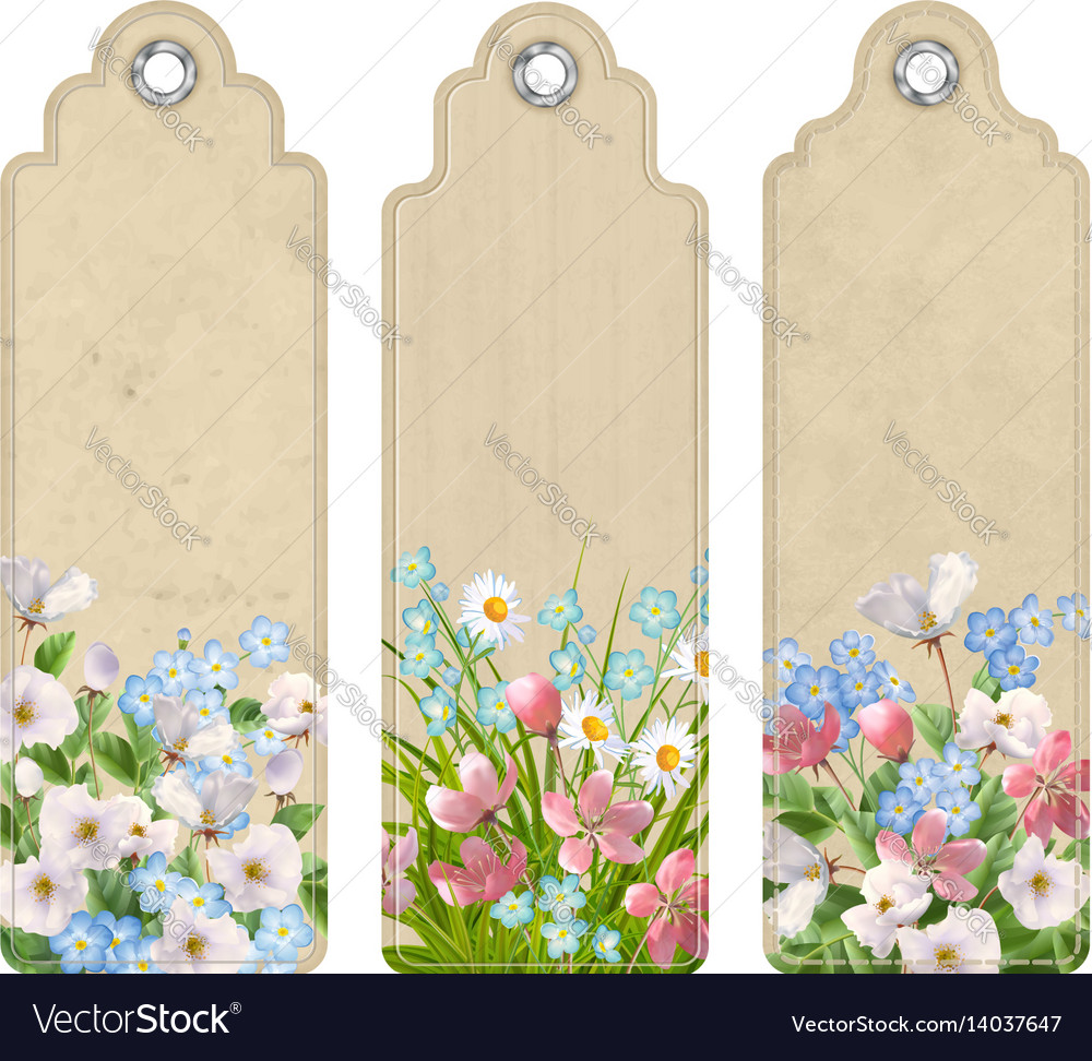 Set of bookmarks with flowers