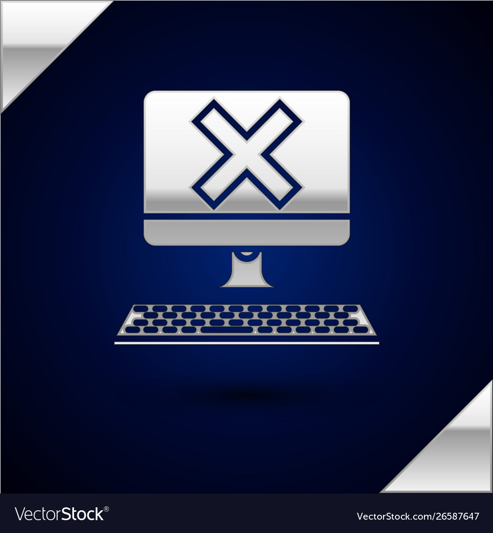 Silver computer with keyboard and x mark icon Vector Image Silver computer with keyboard and x mark icon