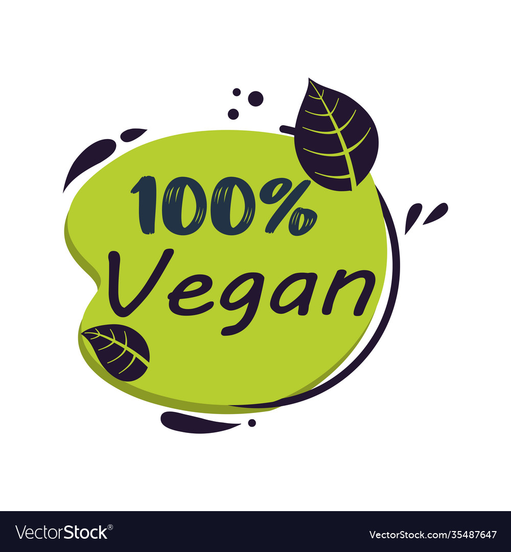 Vegan food icon logo meal label Royalty Free Vector Image