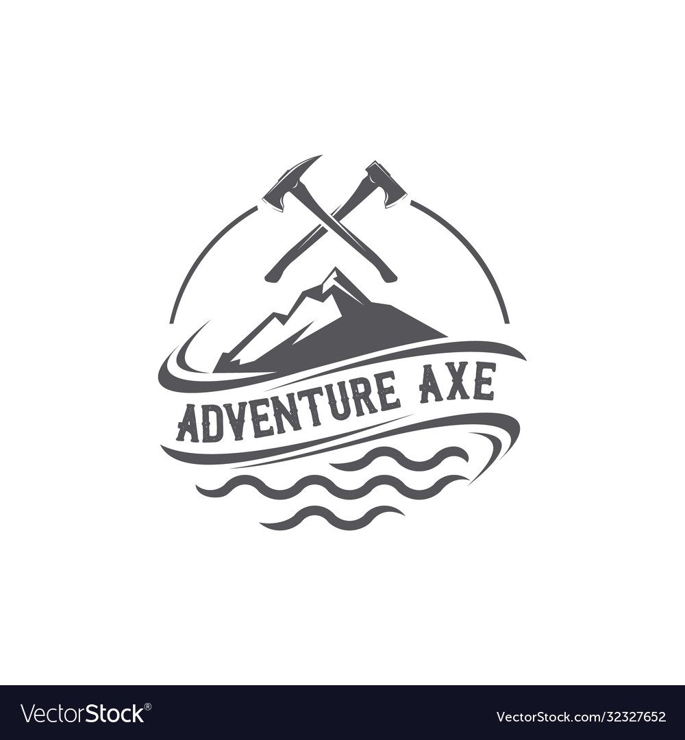 Adventure axe emblem logo vector image Adventure axe emblem logo