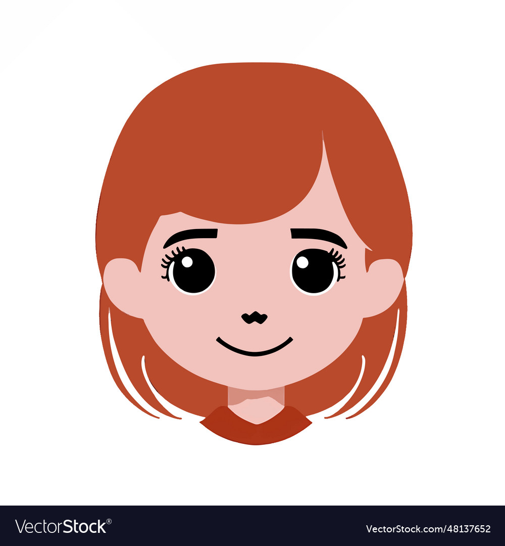 Beautiful Cute Girl Face On White Background Vector Image