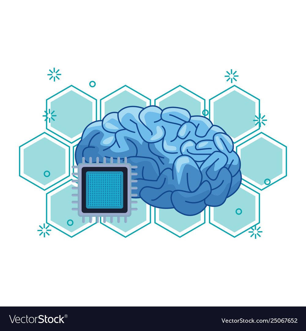 Brain with a microchip vector image Brain with a microchip
