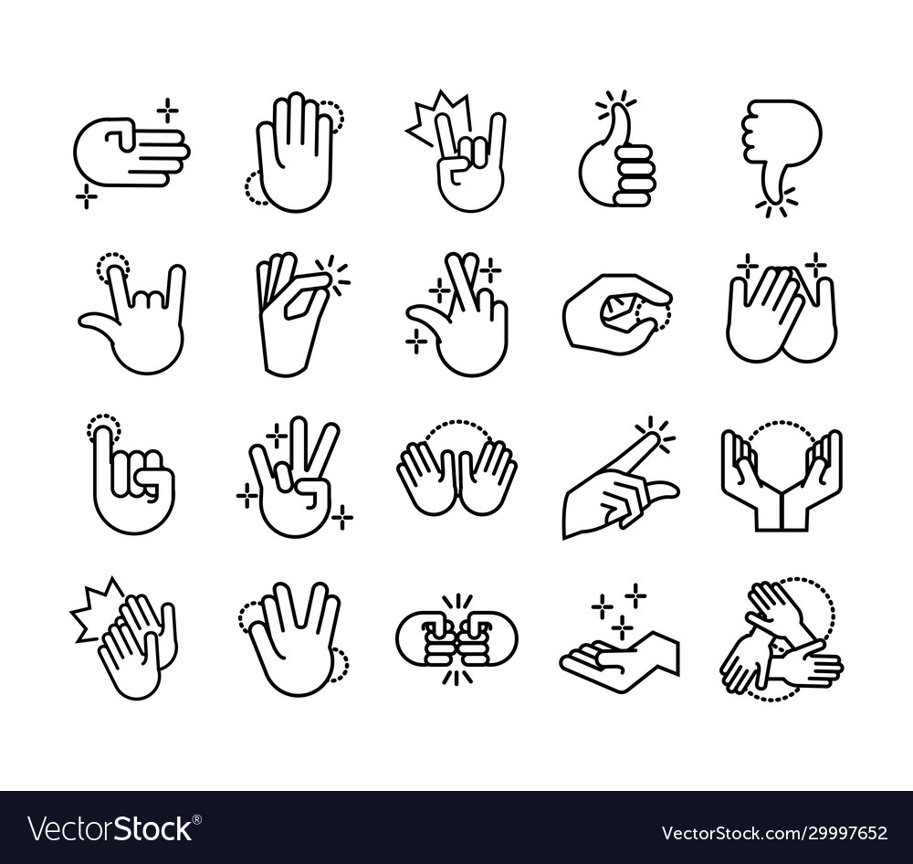 Bundle hands signals line style icon