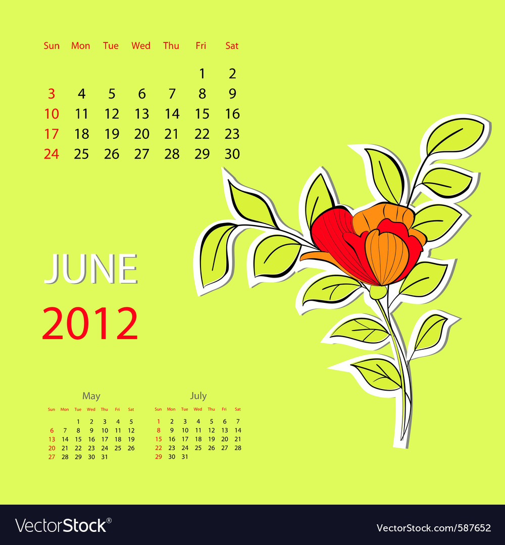 Calendar for 2012 june