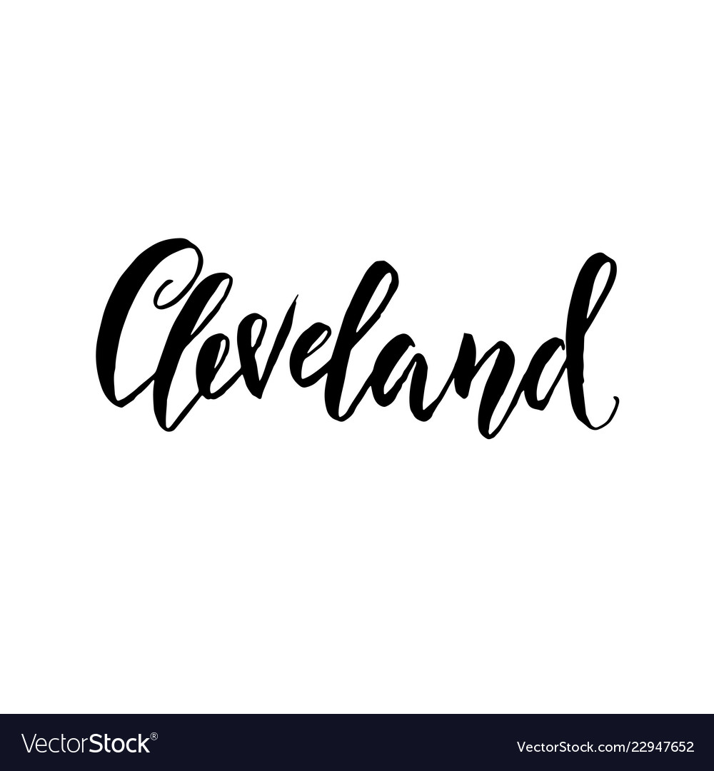 Cleveland usa typography dry brush lettering