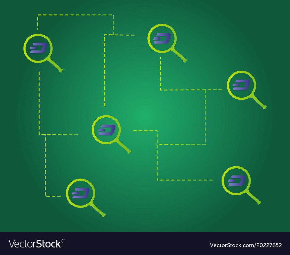 Dash blockchain technology on green background