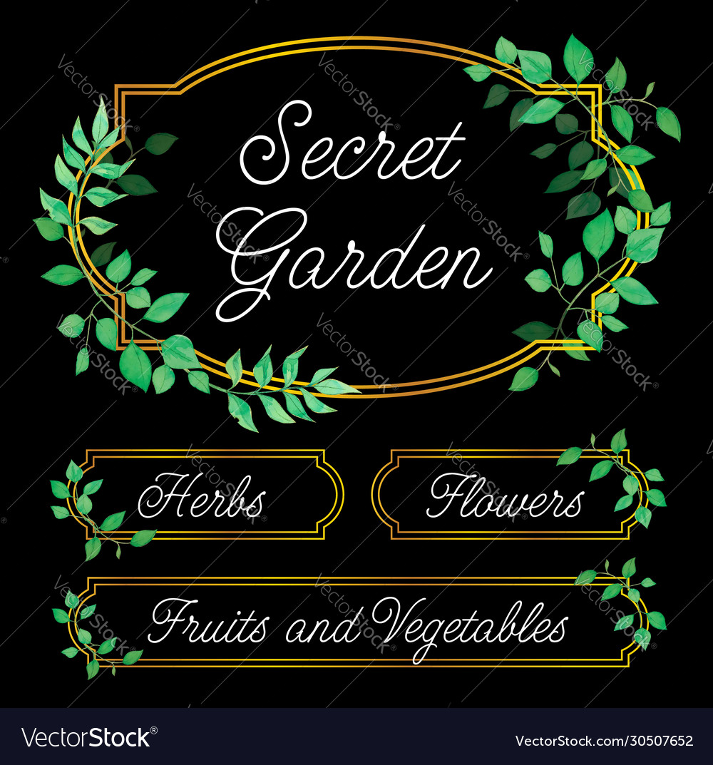 Elegant garden labels vector image Elegant garden labels