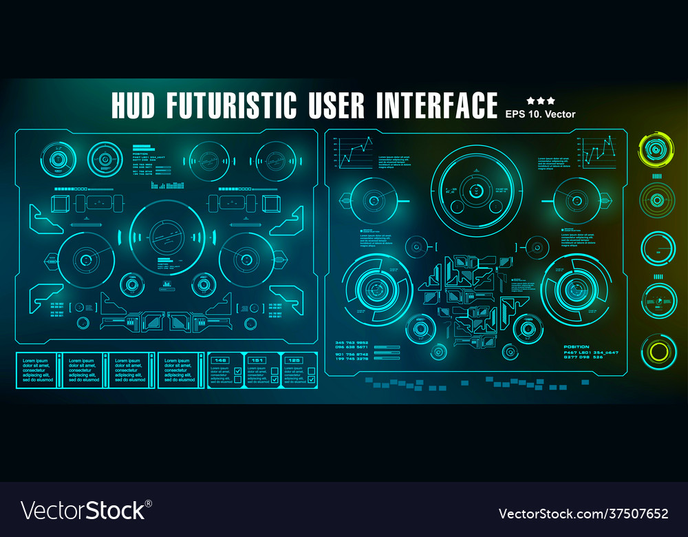 Hud futuristic green user interface dashboard vector image Hud futuristic green user interface dashboard