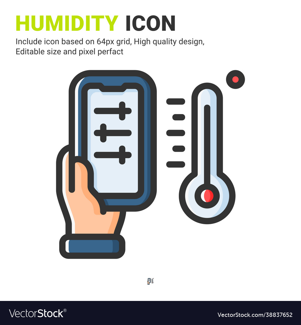 Humidity icon with outline color style isolated vector image Humidity icon with outline color style isolated