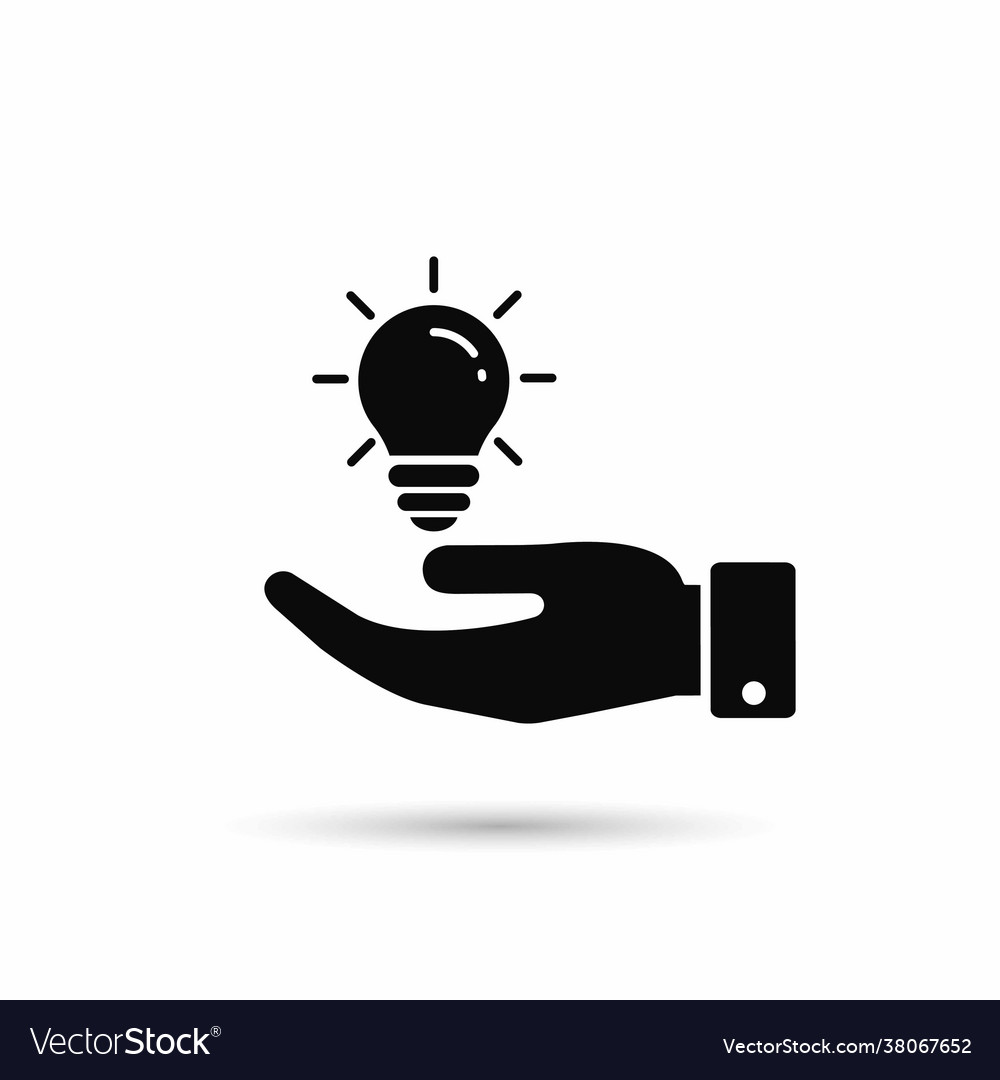 Light bulb in hand icon isolated