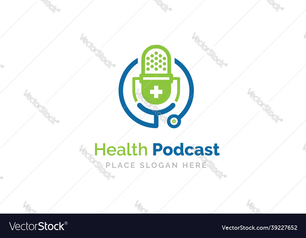 Medical podcast logo design stethoscope Royalty Free Vector