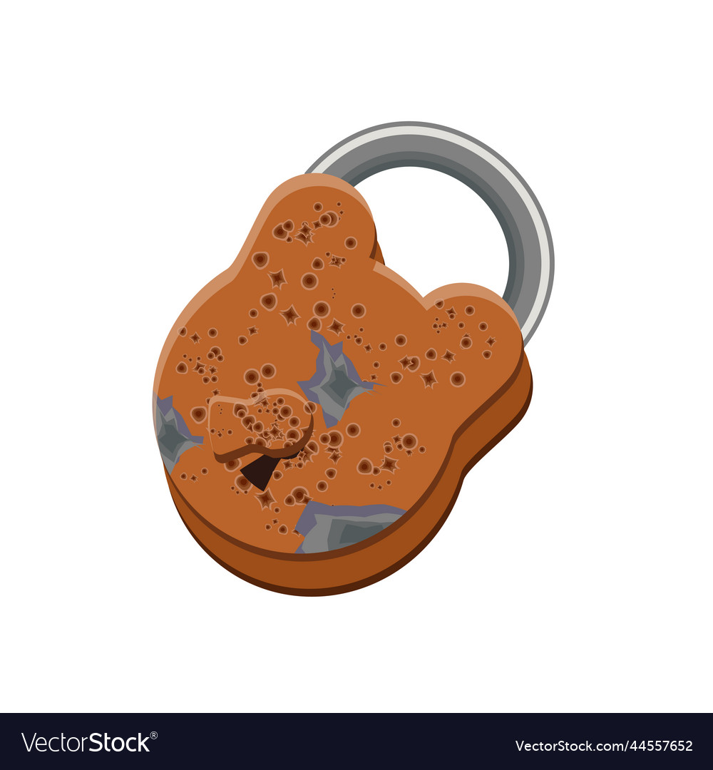Old rusted padlock with open keyhole isolated