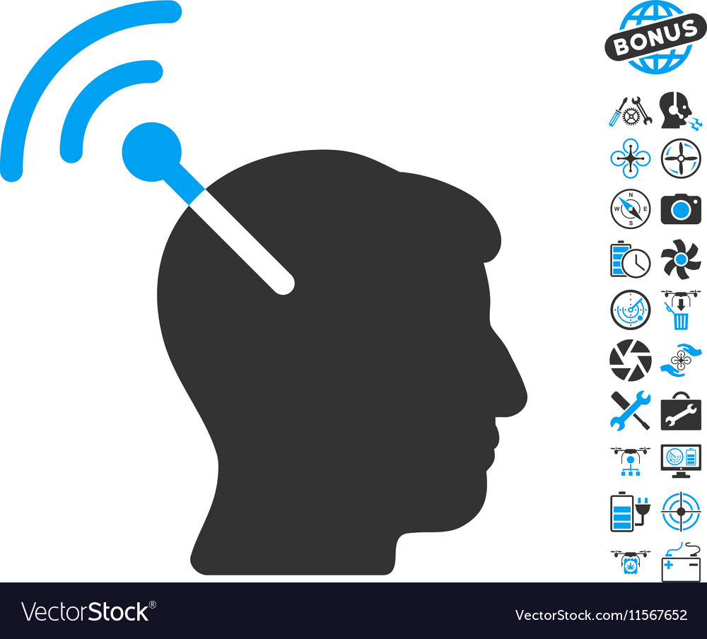 Radio neural interface icon with copter tools