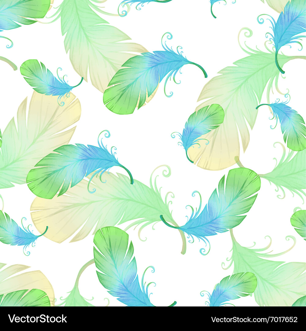 Seamless pattern with bird feathers Royalty Free Vector