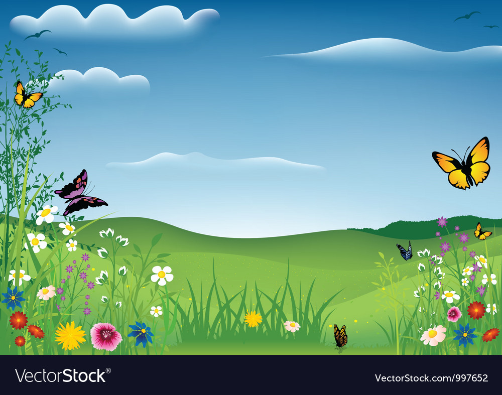 Serene Spring Meadow with Butterflies