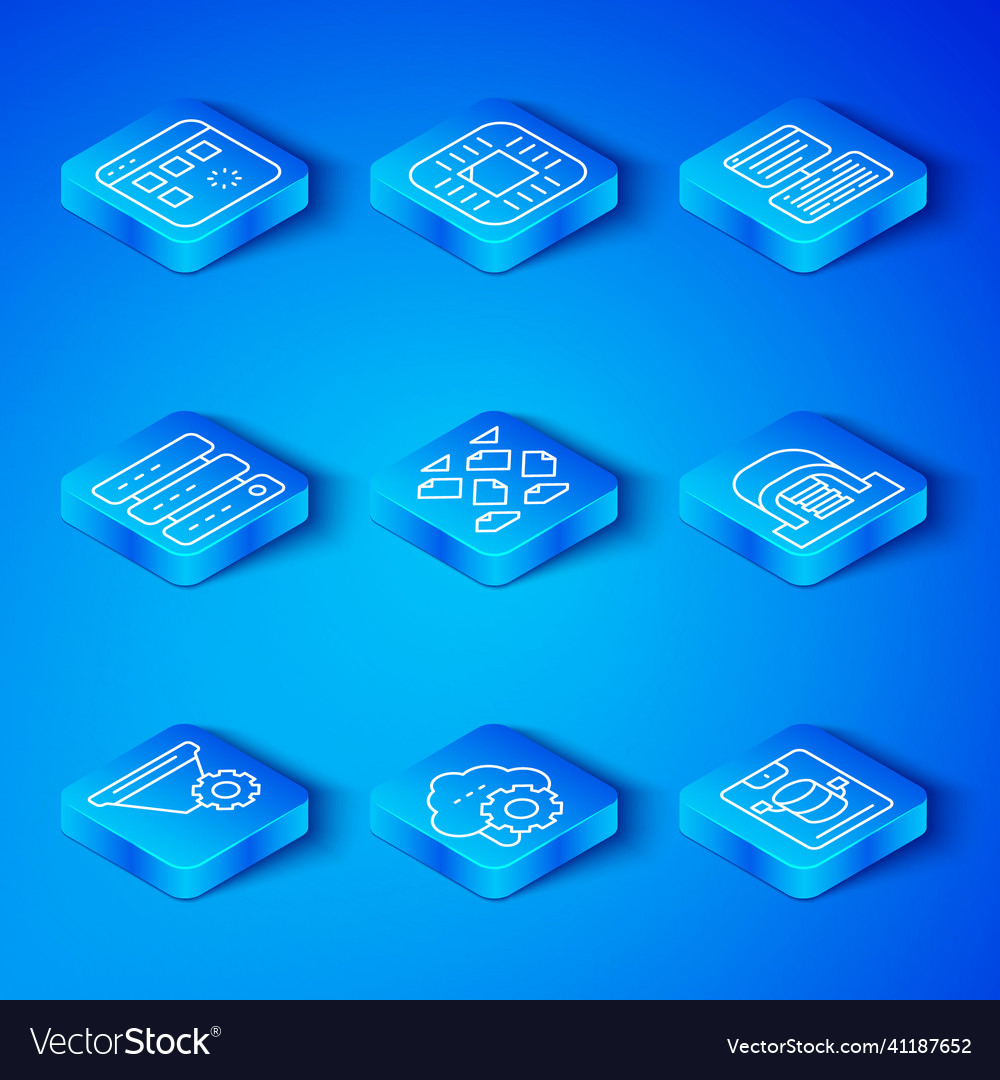 Set line filter setting data stream cloud Vector Image Set line filter setting data stream cloud